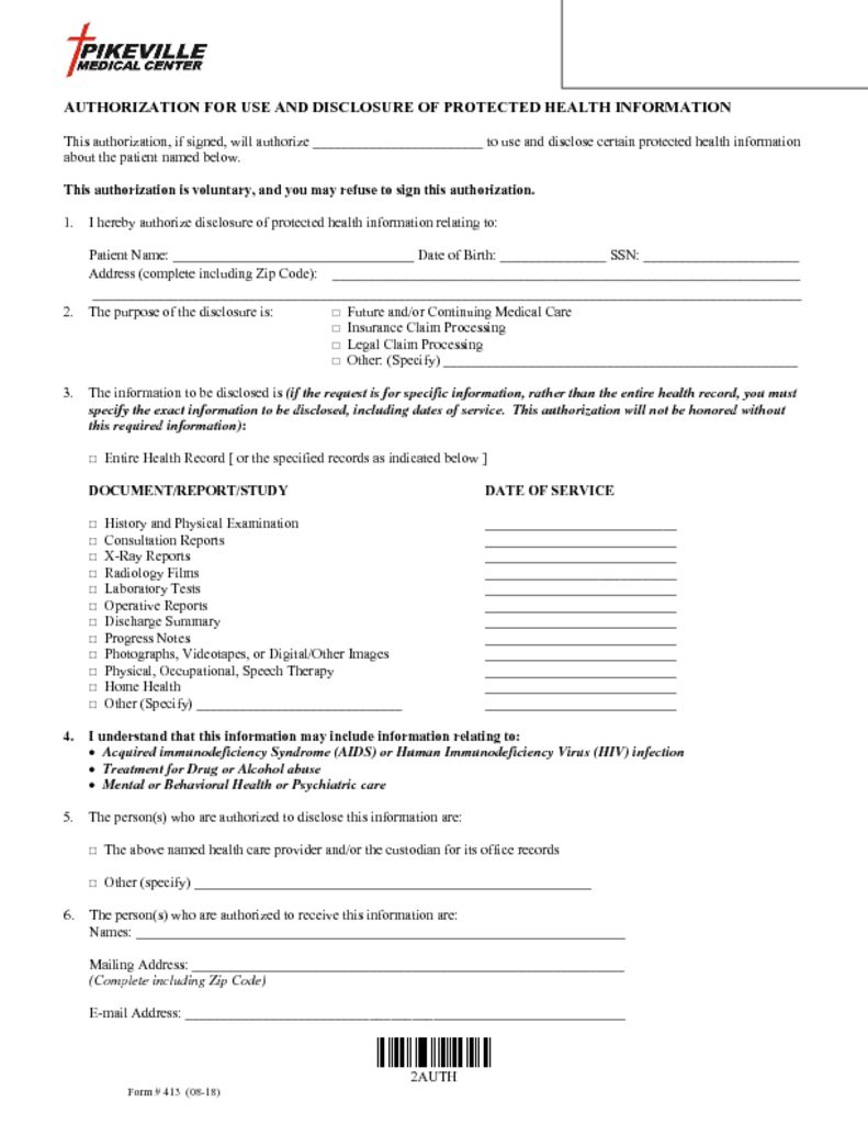 thumbnail of Medical Record Request Form #413