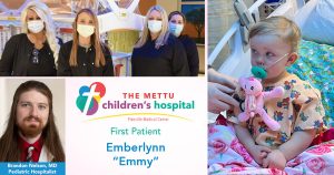 Image collage with Dr. Nelson, Mettu Children;s hospital staff and Emmy, the hospital's first patient.