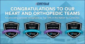 Advertisement featuring/ 4 Carechex Medical Excellence and Patient Safety Awards earned by PMC in 2022