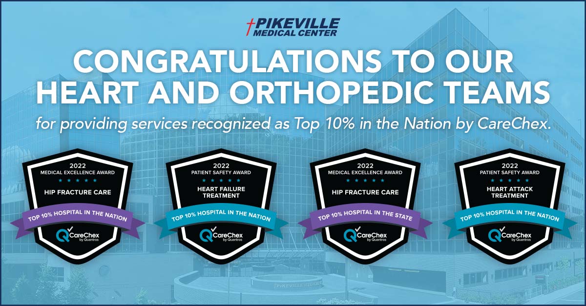 Advertisement featuring/ 4 Carechex Medical Excellence and Patient Safety Awards earned by PMC in 2022